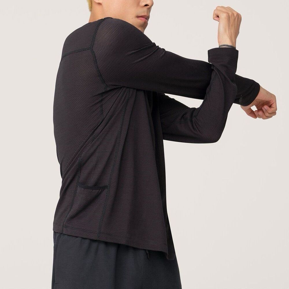 Allbirds Men’s Natural Run Long Sleeve Tee in Natural Black Size Medium